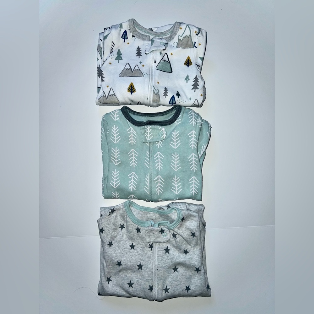 3-6M Cloud Island set of 3 Footed pajamas